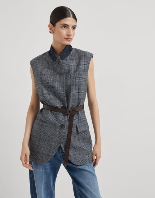 Prince of Wales vest Multicoloured Woman - Brunello Cucinelli