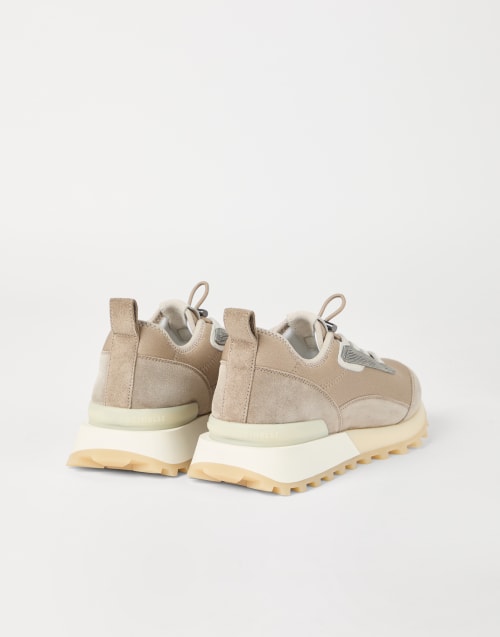 Techno fabric and suede runners Beige Woman - Brunello Cucinelli
