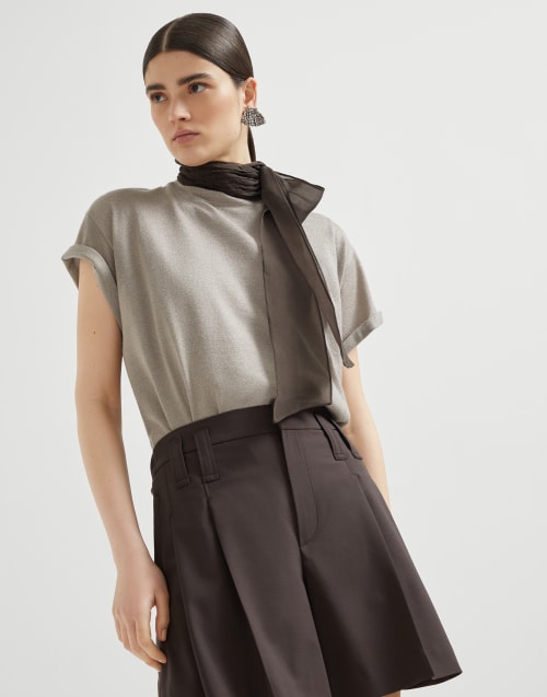 Maglia leggera in cashmere e seta Beige Freddo Donna - Brunello Cucinelli