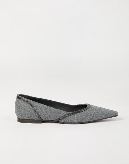 Flannel flats with monili Lead Woman - Brunello Cucinelli