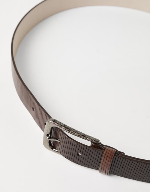 Ceinture en cuir découpé Cacao Femme - Brunello Cucinelli