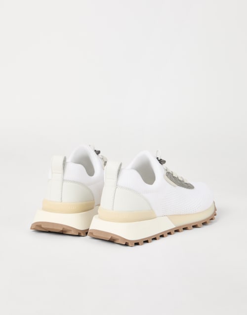 Zapatillas de tejido técnico y piel Blanco Mujer - Brunello Cucinelli
