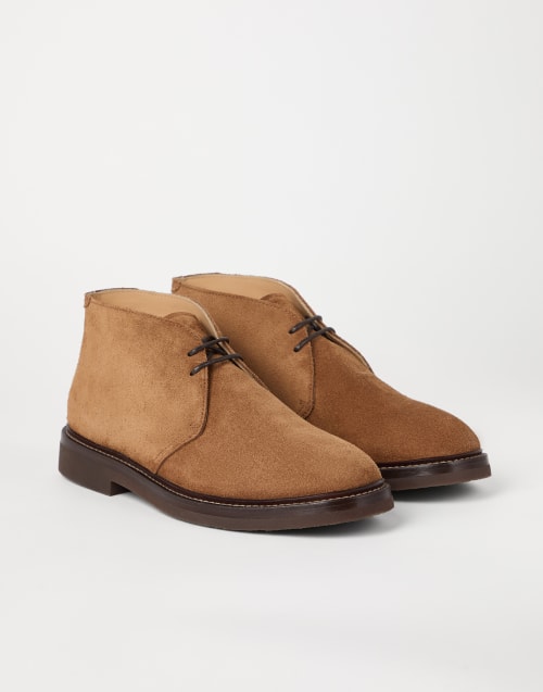 Chukka-Boots aus Veloursleder Cognac Herren - Brunello Cucinelli