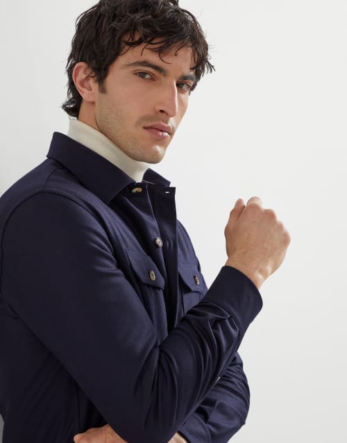 BRUNELLOCUCINELLI メンズ 長袖 リネン シャツ VIP価格 送料無料 メンズ 向け スカイブルー リネンシャツ | Brunello Cucinelli