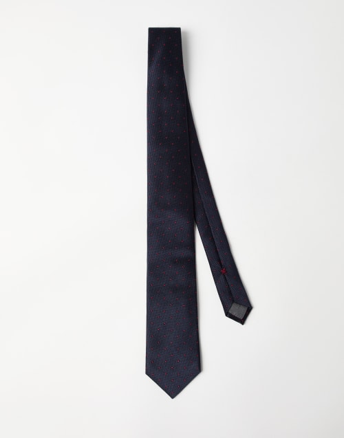 Spotted silk tie Blue Man - Brunello Cucinelli