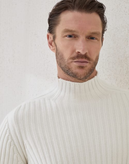 Jersey de cuello alto acanalado Panamá Hombre - Brunello Cucinelli