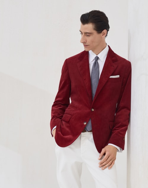 绒面夹克 紫红 男款 - Brunello Cucinelli