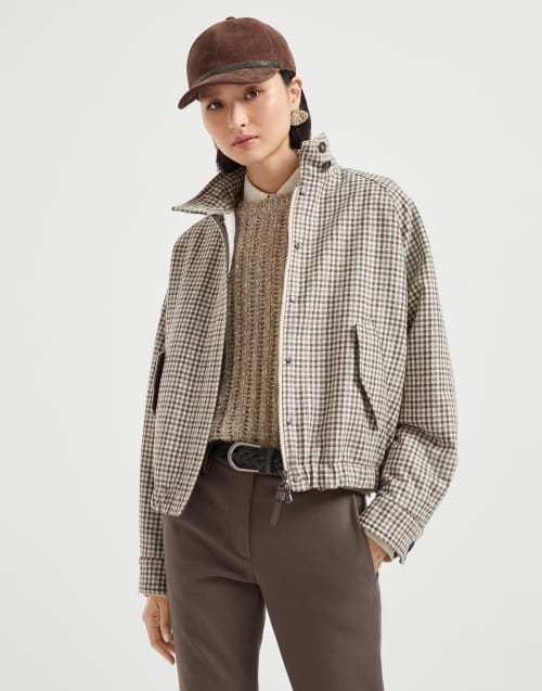 Checked flannel bomber jacket Multicoloured Woman - Brunello Cucinelli