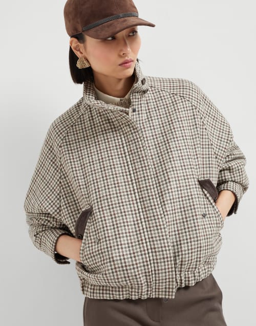 Checked flannel bomber jacket Multicoloured Woman - Brunello Cucinelli