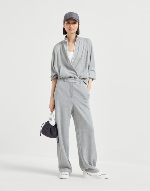 Sparkling piqué trousers Silver Woman - Brunello Cucinelli
