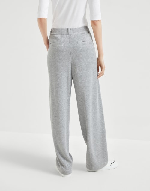 Sparkling piqué trousers Silver Woman - Brunello Cucinelli