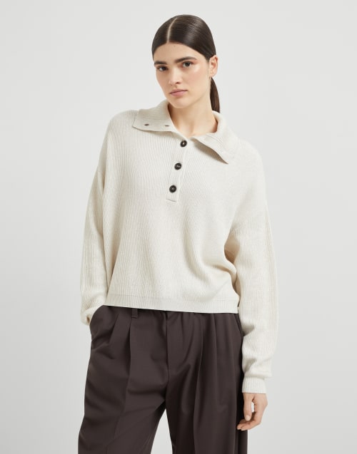 Polo en maille vanisée Beige Froid Femme - Brunello Cucinelli