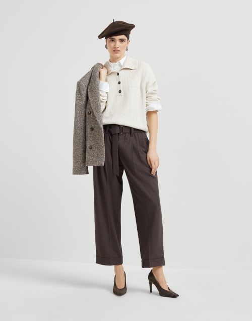 Polo en maille vanisée Beige Froid Femme - Brunello Cucinelli