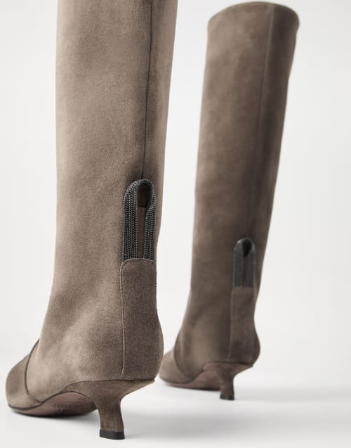 Botas City en piel de ante con Monile Marrón Mujer - Brunello Cucinelli