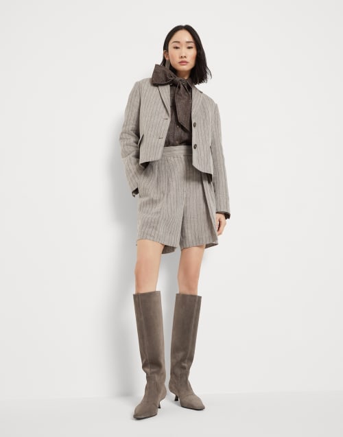 Botas City en piel de ante con Monile Marrón Mujer - Brunello Cucinelli