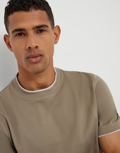 T-shirt with faux-layering Sage Man - Brunello Cucinelli