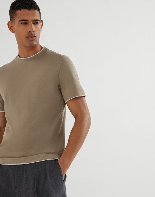 T-shirt with faux-layering Sage Man - Brunello Cucinelli
