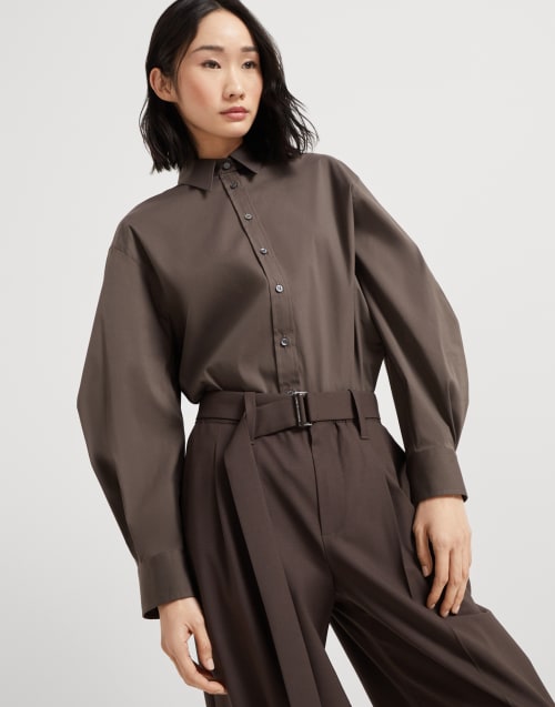 Sartorial Baggy trousers Cocoa Woman - Brunello Cucinelli