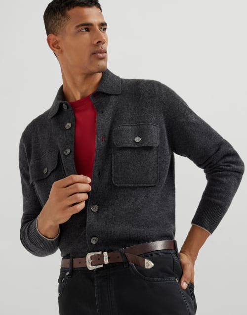 Jersey T-shirt with logo Amaranth Man - Brunello Cucinelli