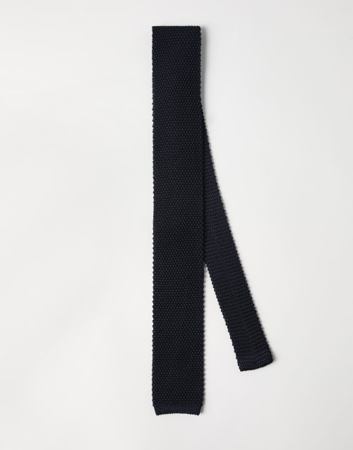【関税＆送料込み】Brunello Cucinelli Knitted Tie Brunello Cucinelli Square End Knitted Tie Gray Dark Blue