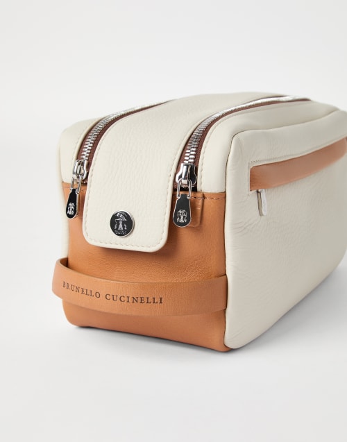 Trousse de toilette en vachette Blanc Cassé Homme - Brunello Cucinelli