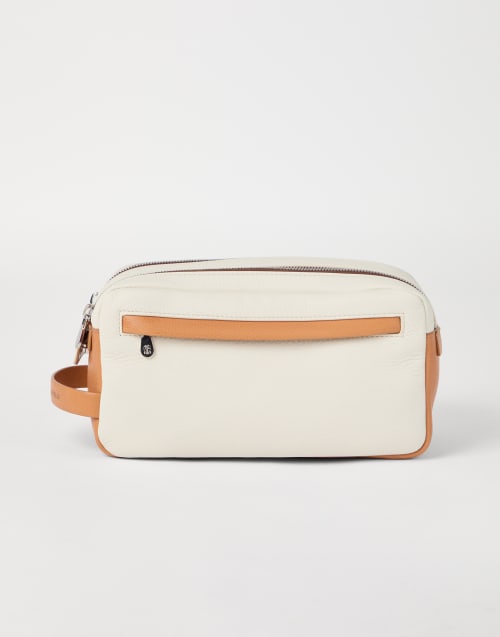 Trousse de toilette en vachette Blanc Cassé Homme - Brunello Cucinelli