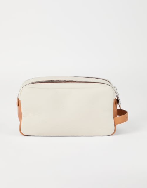 Trousse de toilette en vachette Blanc Cassé Homme - Brunello Cucinelli