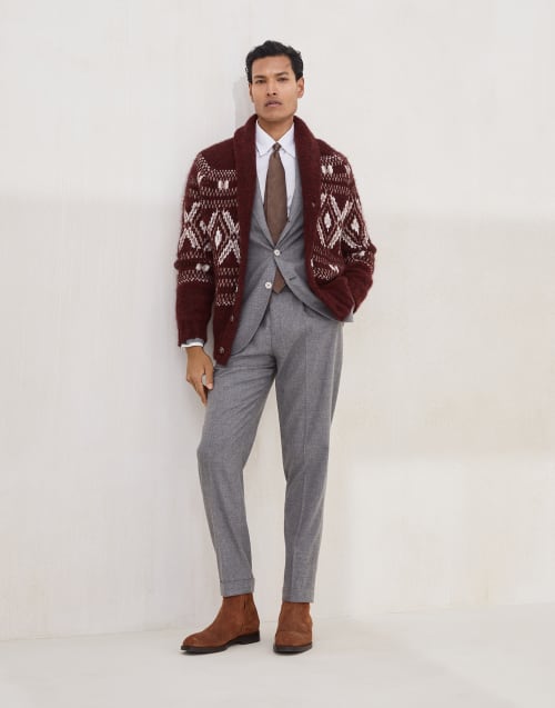 Cardigan with metal buttons Amaranth Man - Brunello Cucinelli