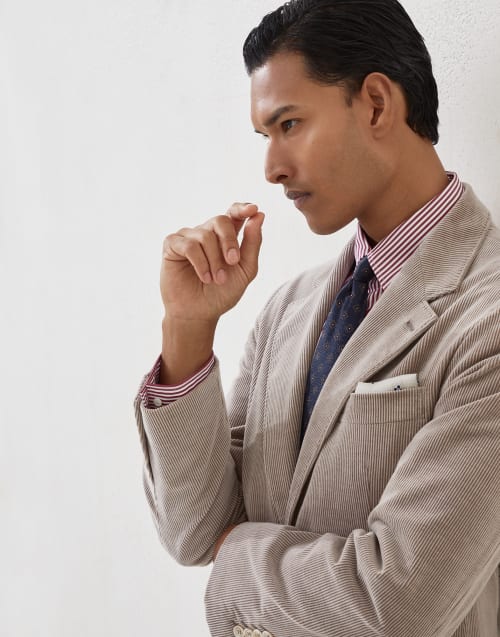 灯芯绒西装套装 深青棕色 男款 - Brunello Cucinelli