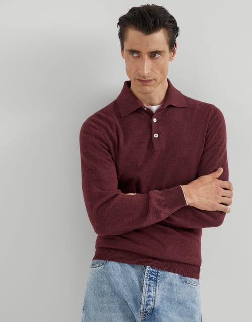 Polo-style sweater Amaranth Man - Brunello Cucinelli
