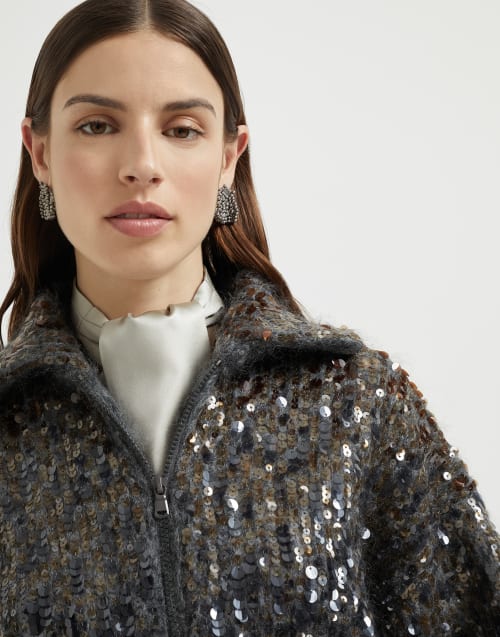 弹力真丝缎领巾 米色丝绸 女款 - Brunello Cucinelli