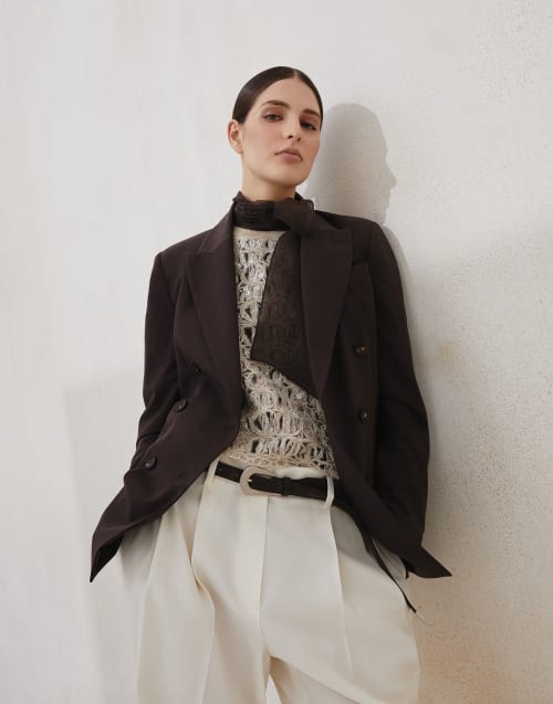 Blazer with monili Cocoa Woman - Brunello Cucinelli