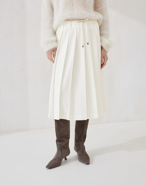 スカート BRUNELLO CUCINELLI Woman Skirt Beige ML138G3753 C2910 Brunello Cucinelli Skirt with belted waist and pleated