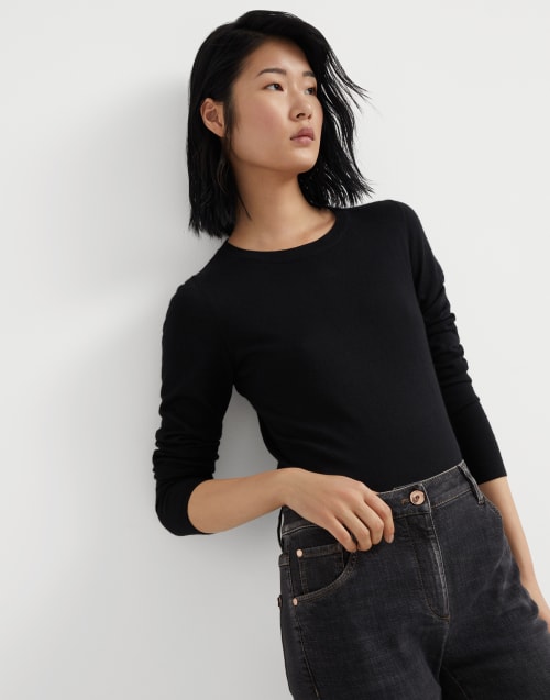 Cashmere and silk sweater Black Woman - Brunello Cucinelli
