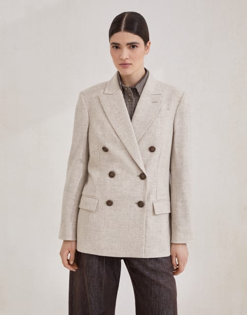 Twill flannel blazer Beige Woman - Brunello Cucinelli