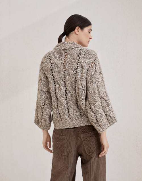 Dazzling chiné cardigan Beige Woman - Brunello Cucinelli