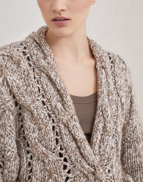 Dazzling chiné cardigan Beige Woman - Brunello Cucinelli