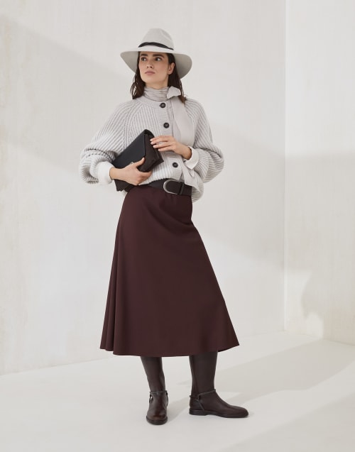 Falda Flute de sarga Bermellón Mujer - Brunello Cucinelli