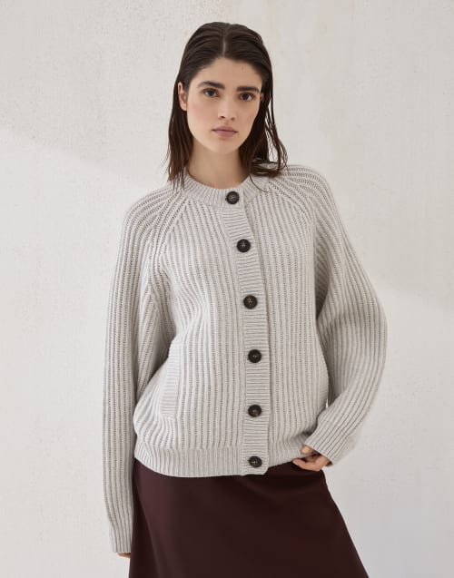 Cárdigan de cachemir Piuma Beige Claro Mujer - Brunello Cucinelli