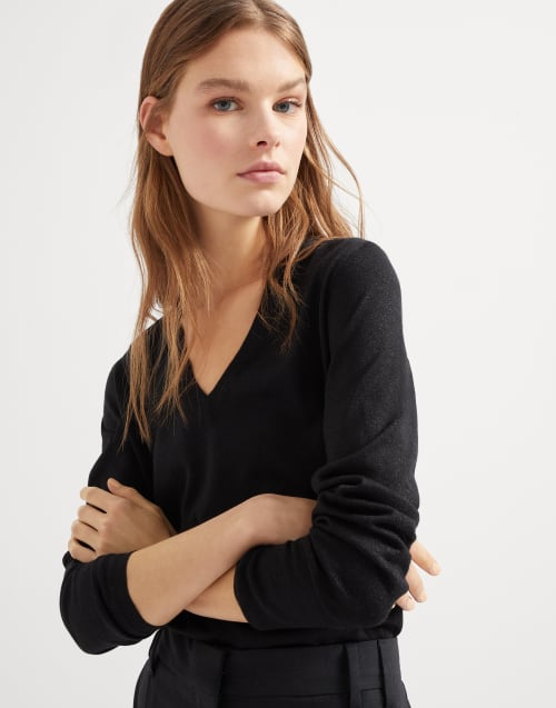 Cashmere and silk sweater Black Woman - Brunello Cucinelli