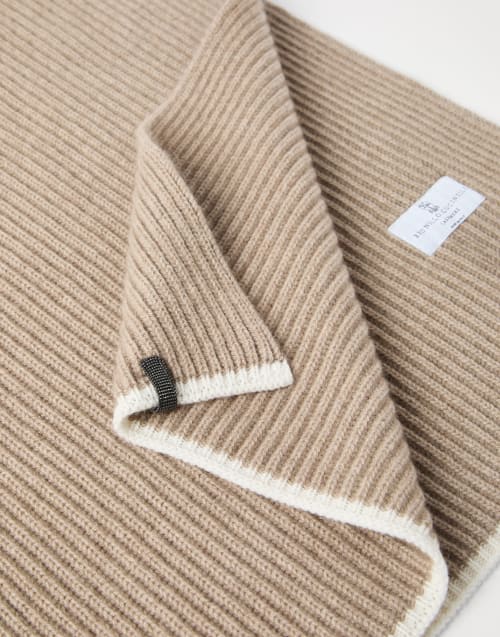 Cashmere knit scarf Light Brown Woman - Brunello Cucinelli