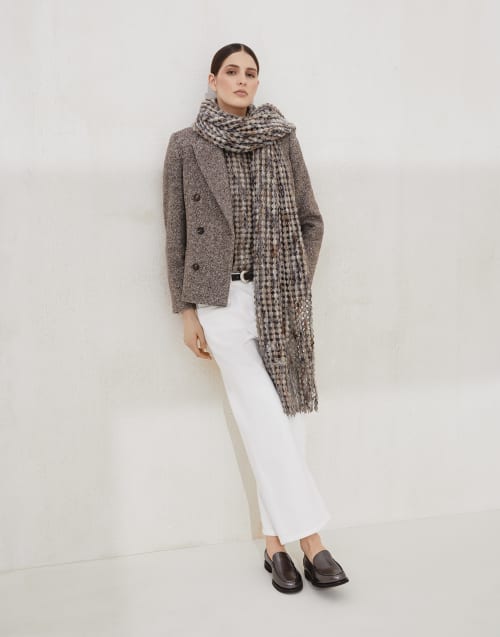 Mélange diagonal blazer Brown Woman - Brunello Cucinelli