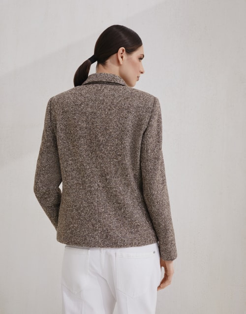 Mélange diagonal blazer Brown Woman - Brunello Cucinelli