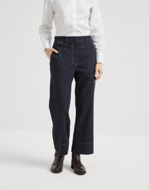 Sartorial square trousers Dark Denim Woman - Brunello Cucinelli