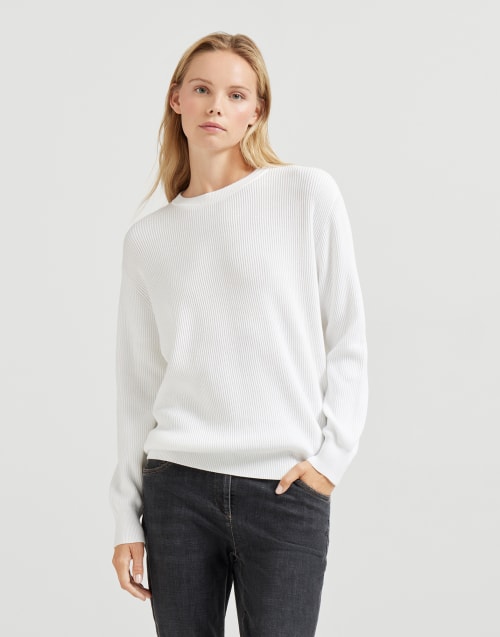 Cotton sweater White Woman - Brunello Cucinelli