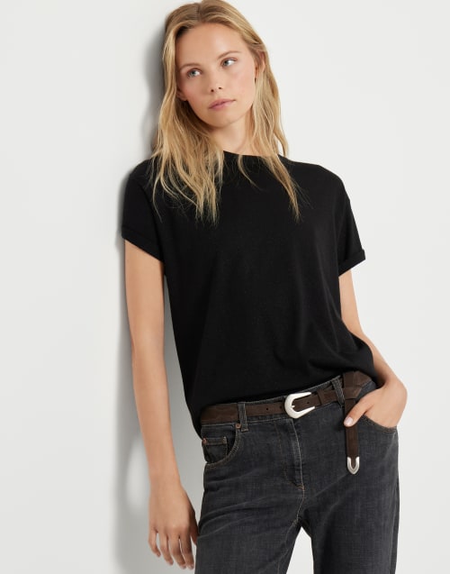 Cashmere and silk lightweight sweater Black Woman - Brunello Cucinelli