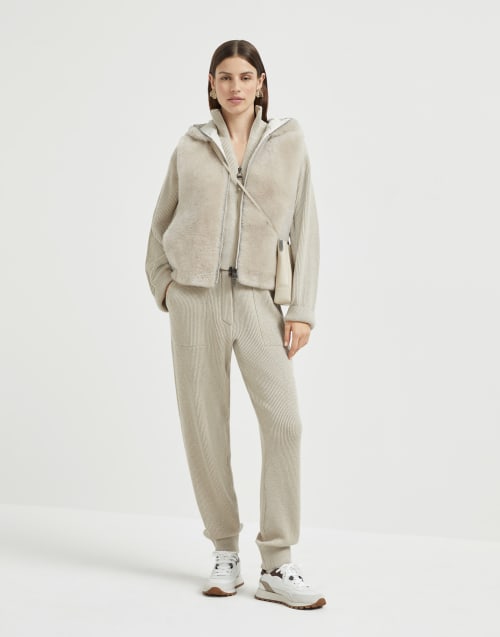 Cashmere knit trousers Cool Beige Woman - Brunello Cucinelli
