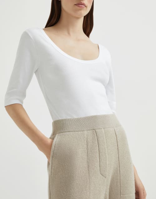 Cashmere knit trousers Cool Beige Woman - Brunello Cucinelli