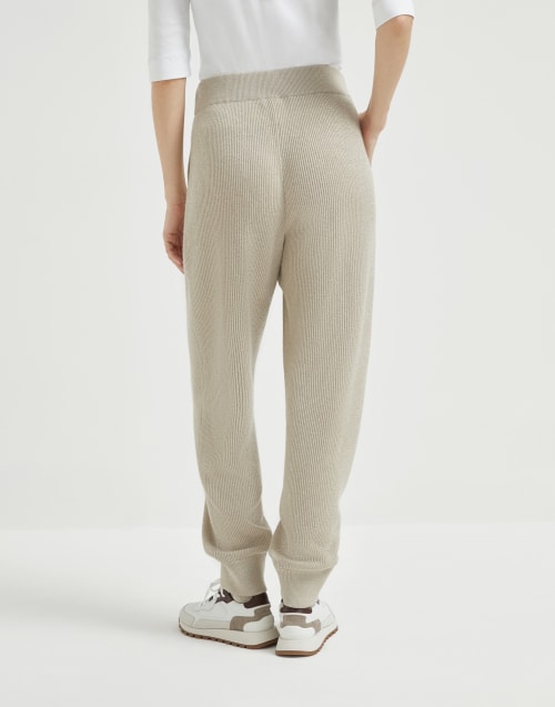 Cashmere knit trousers Cool Beige Woman - Brunello Cucinelli