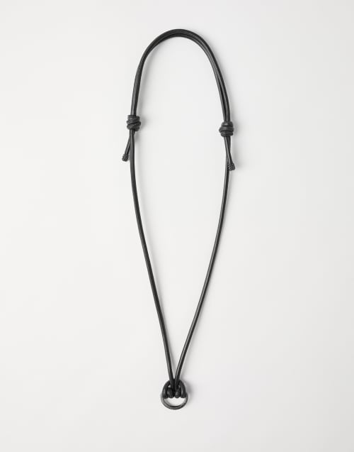 镶珠装饰眼镜绳 深棕色 女款 - Brunello Cucinelli